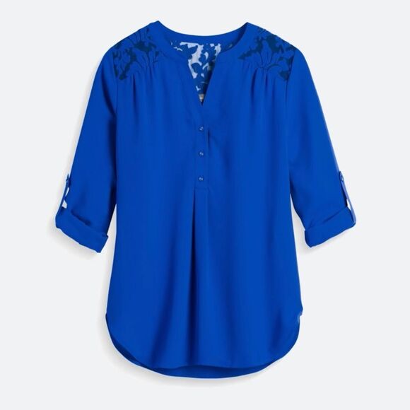 Market & Spruce Vardy Embroidery Detail Blouse (Cobalt Blue) - Picture 1 of 5